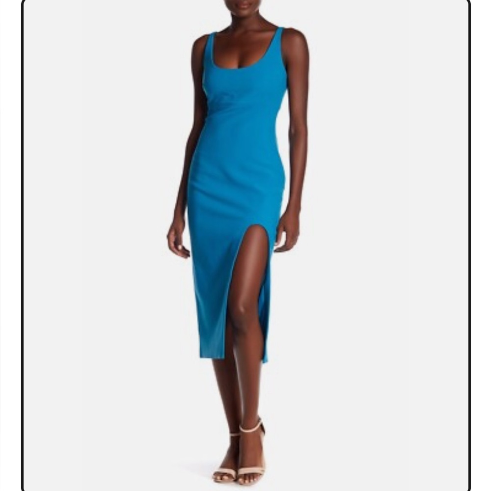 Cinq A Sept Sz 4 Breena Blue Turquoise Split Midi Dress  Fashion Celeb Trend